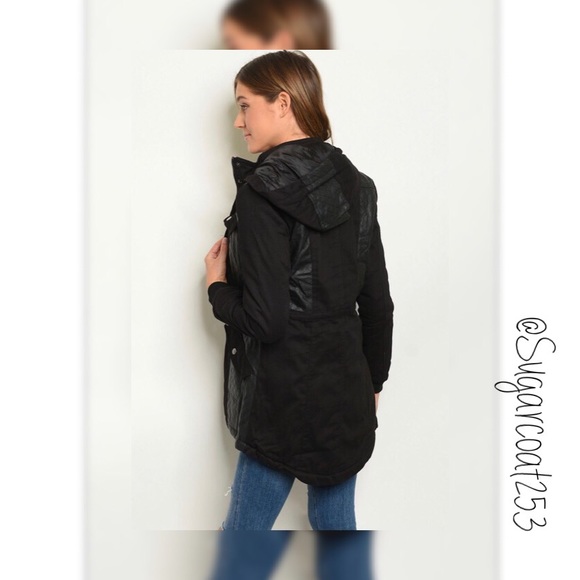 •No Brand• Black Quilted Utility Jacket - Picture 2 of 3